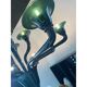 Contemporary Translucent Green-Petrol Glass Chandelier