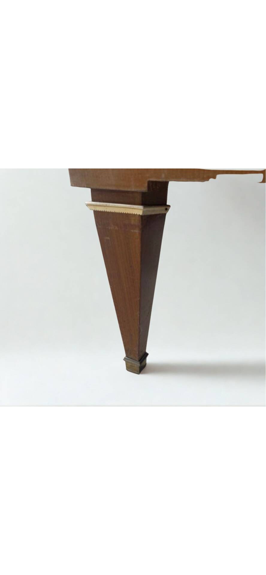 Satin wood sideboard, brass fittings — Mid-Century