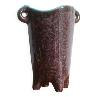 Brutalist vase Accolay signed – French studio pottery from the 1960s