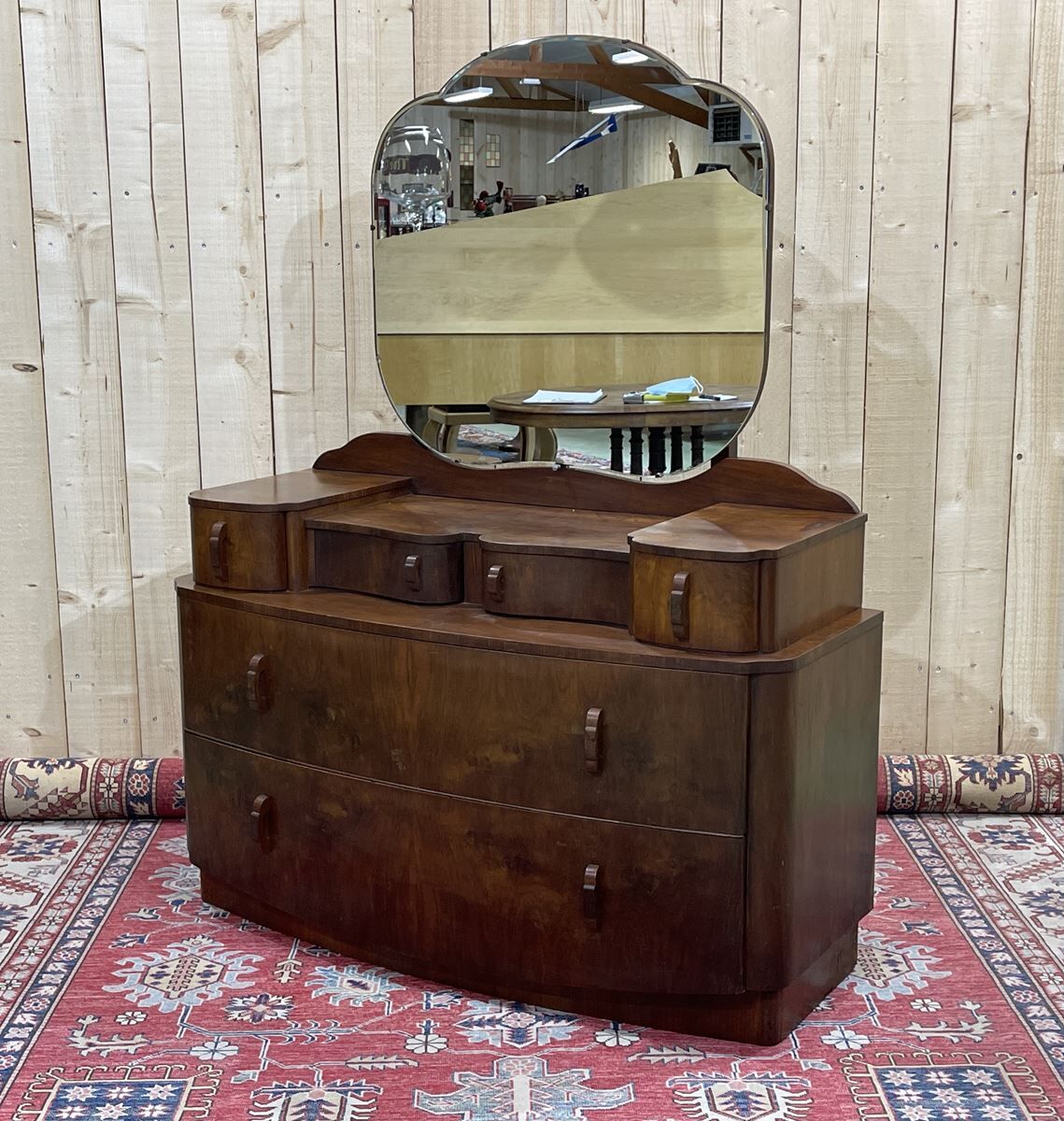 English hairdresser Art Deco walnut
