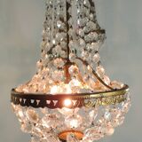 Antique crystal chandelier with 2 wall sconces – Vintage milk pendant