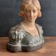 Buste de femme Art nouveau en plâtre polychrome, vers 1900