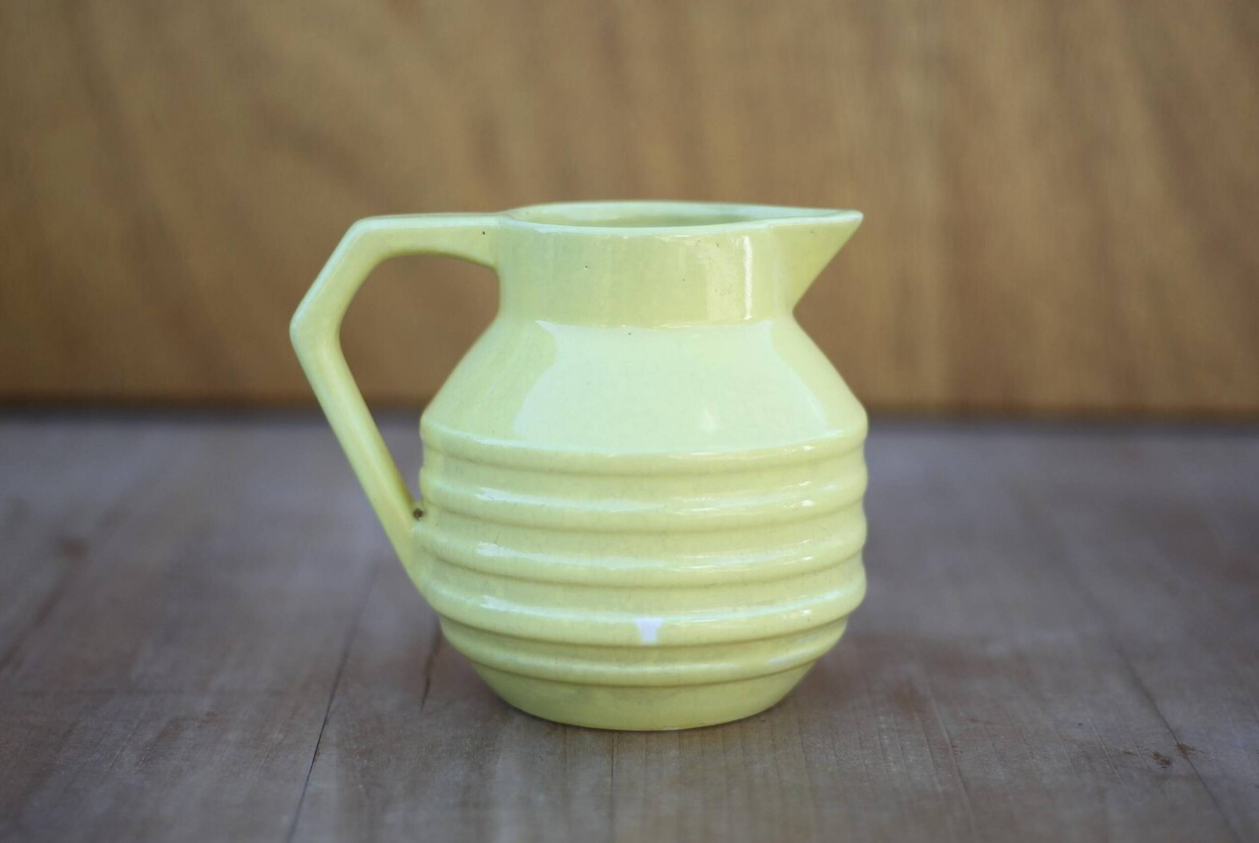 Pitcher Onnaing France 71, yellow pitcher, Art Deco ceramic pitcher, small p