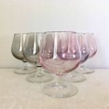 Set of 6 iridescent cognac glasses