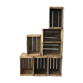 Lot de 7 caisses en bois anciennes
