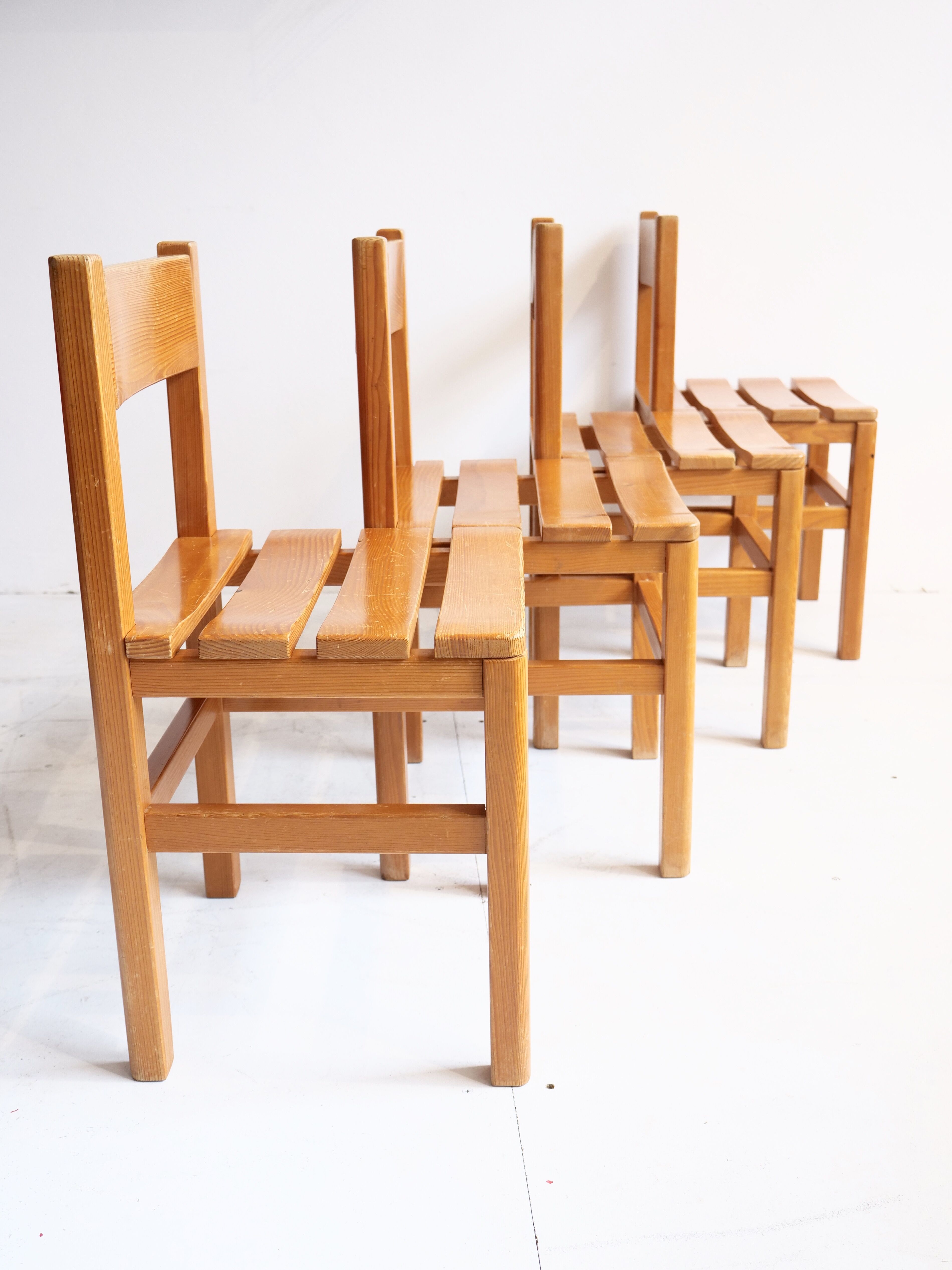 4 solid pine chairs