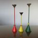 Series of 3 large candle holders signed Christian De Beaumont Memphis style in solid bronze 1980