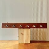 Vintage wooden wall coat rack - 6 double hooks
