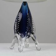 Blue & Crystal Art Glass Table Lamp — Sweden, circa 1955–1965