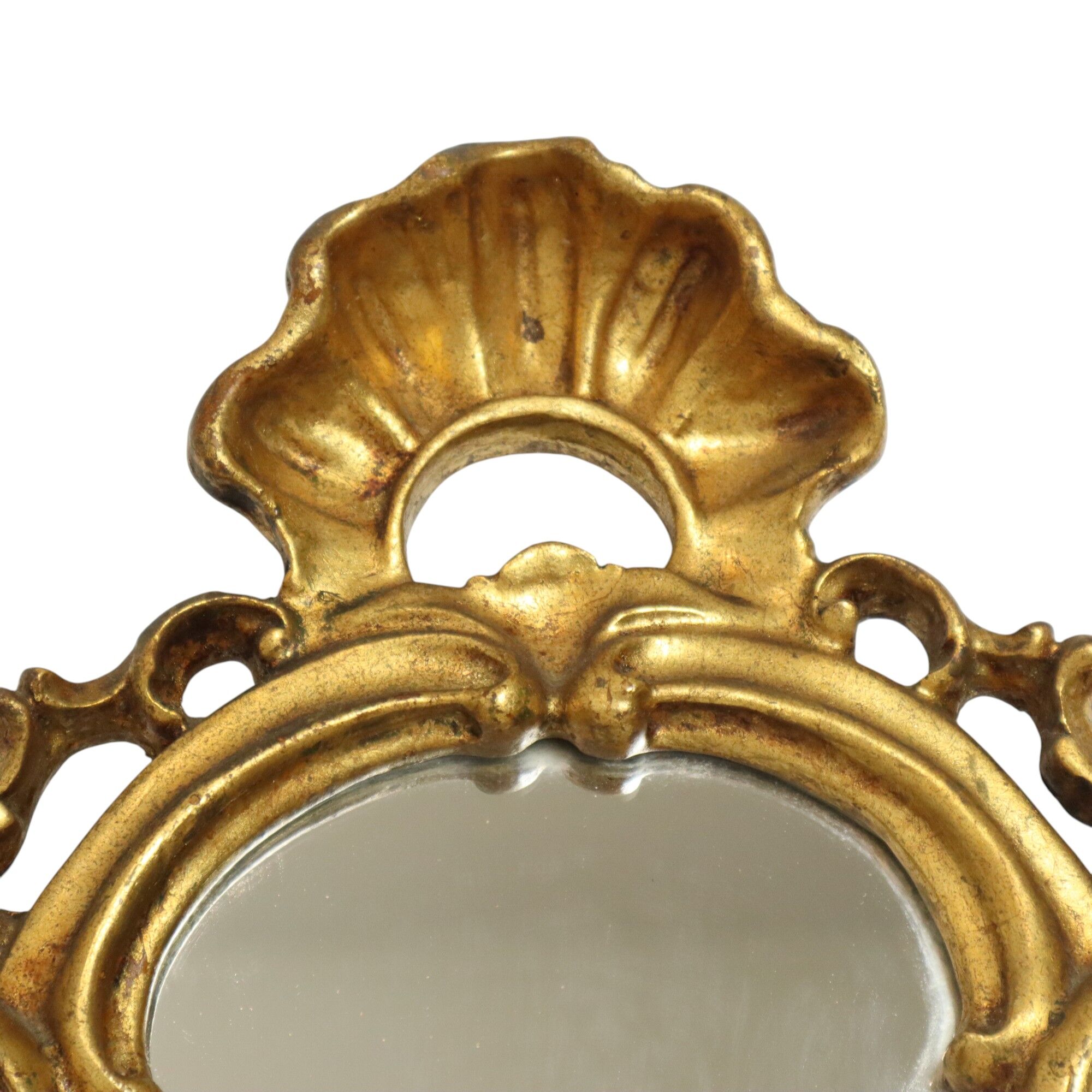 Classic Narrow Crested Mirror Gold Leaf Gilded Baroque Style 72cm