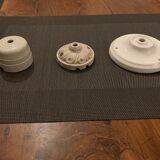 Pair of serrated opaline bistro pendant lamps