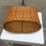 Vintage rattan and ceramic bottle holder