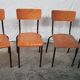 Set of 4 vintage tubular school chairs from the 60s 70s