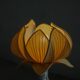 Vintage table lamp in Chinese porcelain with yellow floral shade, mid-20th century.