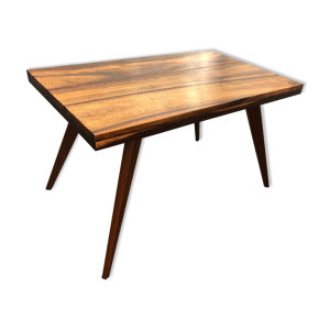 Table basse années 50 pieds compas plateau palissandre