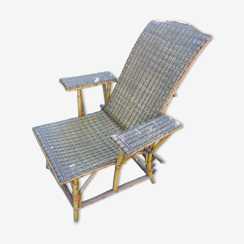 Fauteuil, chaise-longue en osier époque 1900