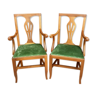 Pair of Napoleon III office chairs in cherry