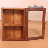Burmese teak wall display case with original polychrome patina