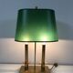 Pair of Two-Light Table Lamps in Brass with Green Shades. Work F