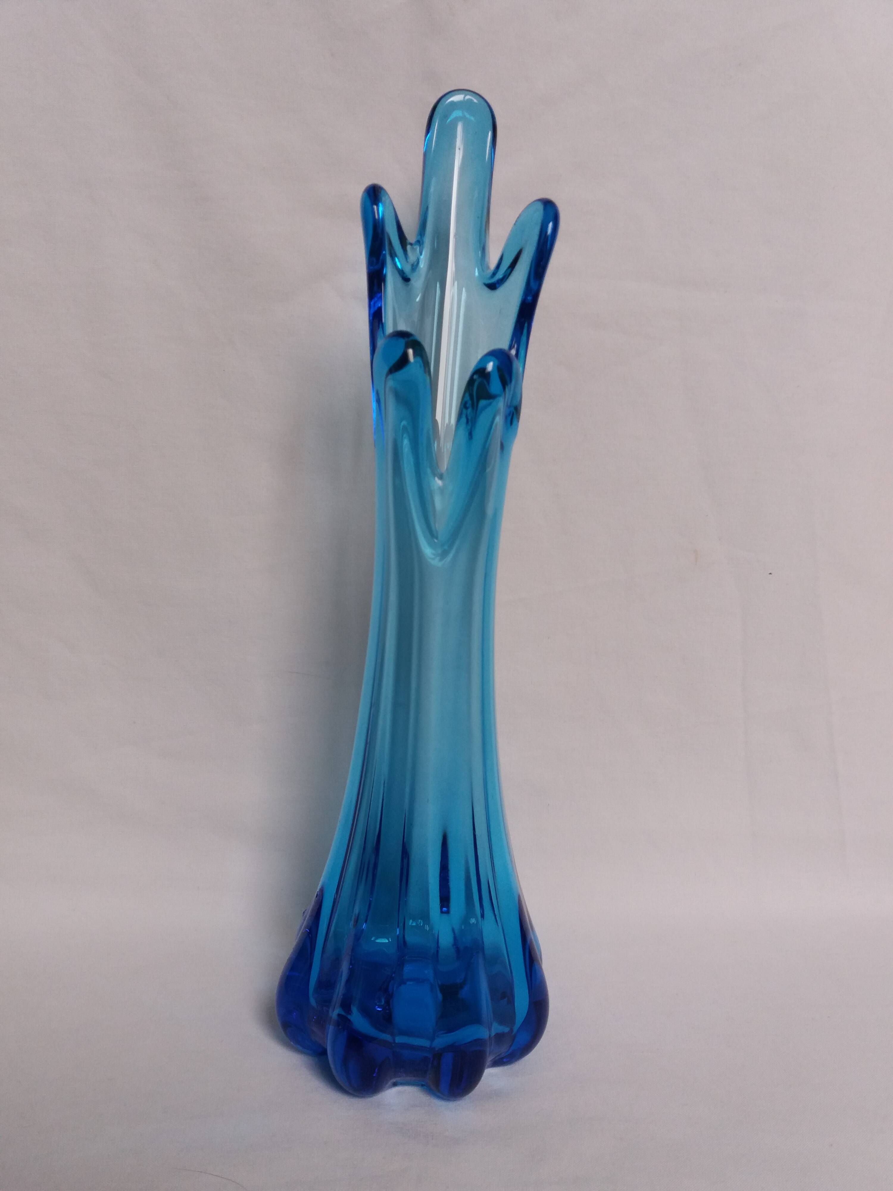 Turquoise blue blown glass vase