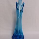 Vase en verre soufflé bleu turquoise