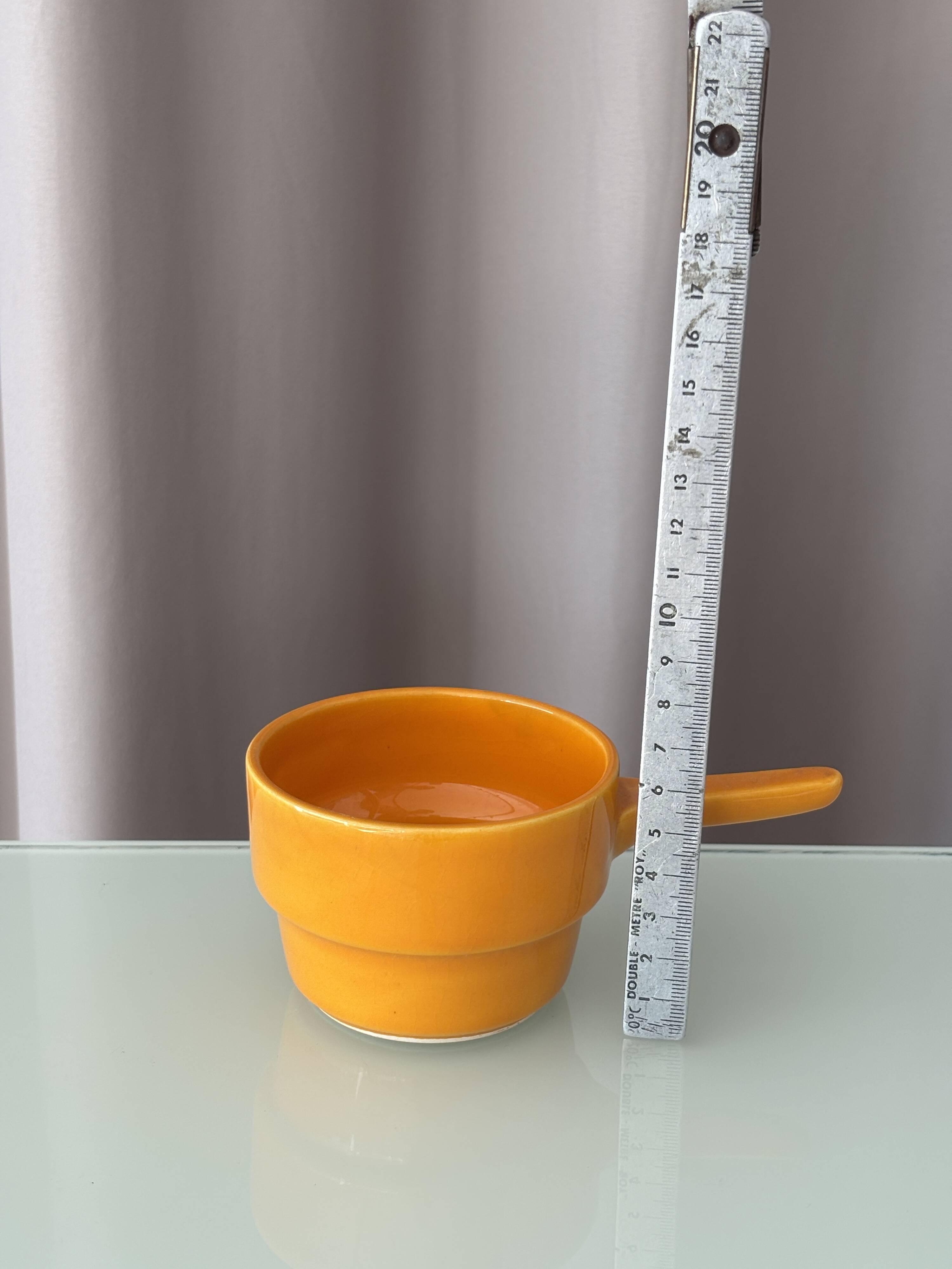 Set of 8 Vintage Stackable Ceramic Coffee Cups with Handles – 1970s