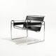 Wassily armchair in black leather, marcel breuer, 2000s