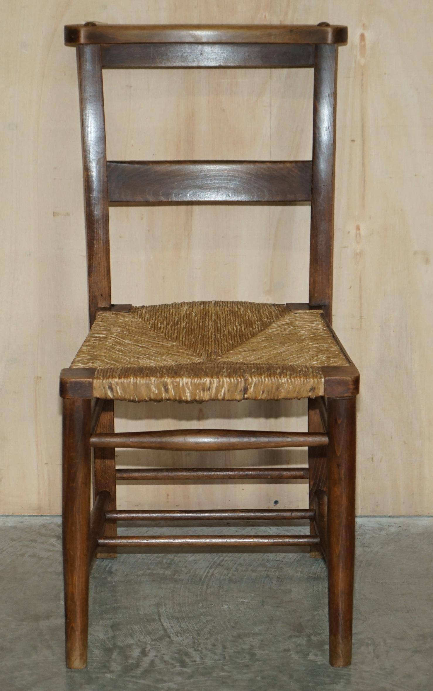 Set of six Dutch oak chairs with woven straw seats, circa 1860.