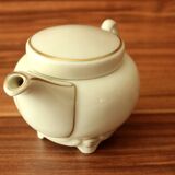 Small 1 portion porcelain teapot by Gerold/Bavaria - ivory white and gold