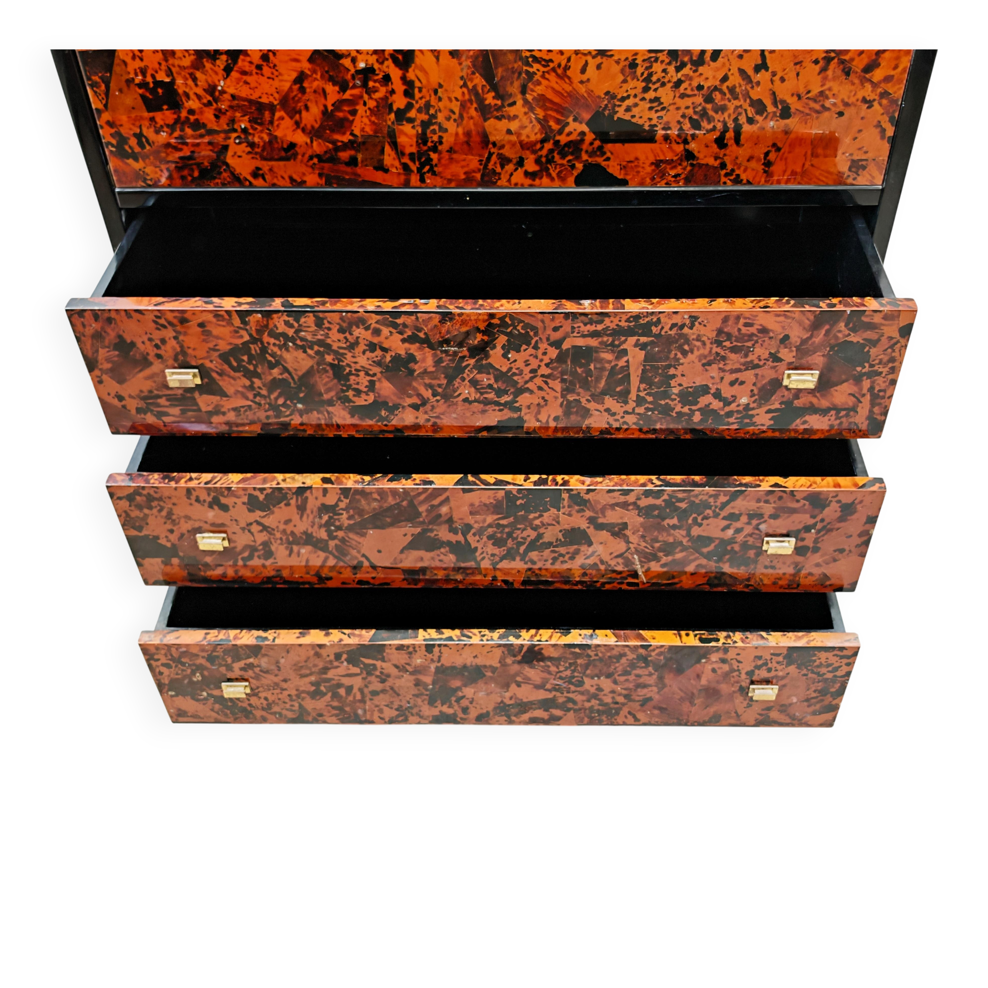 Mid Century Tall Boy or Secretary in tortoiseshell and lacquer by Ottini