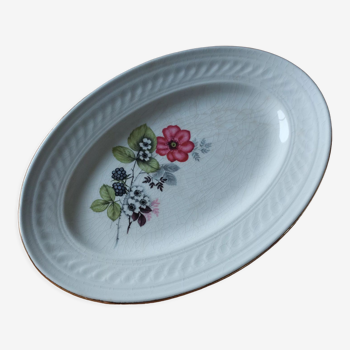 Oval dish floral pattern and blackberries