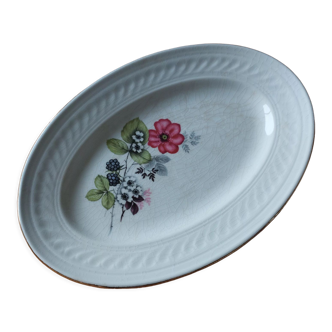 Oval dish floral pattern and blackberries