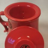 Teapot DUO red ceramic Asian black pattern with 2 cups