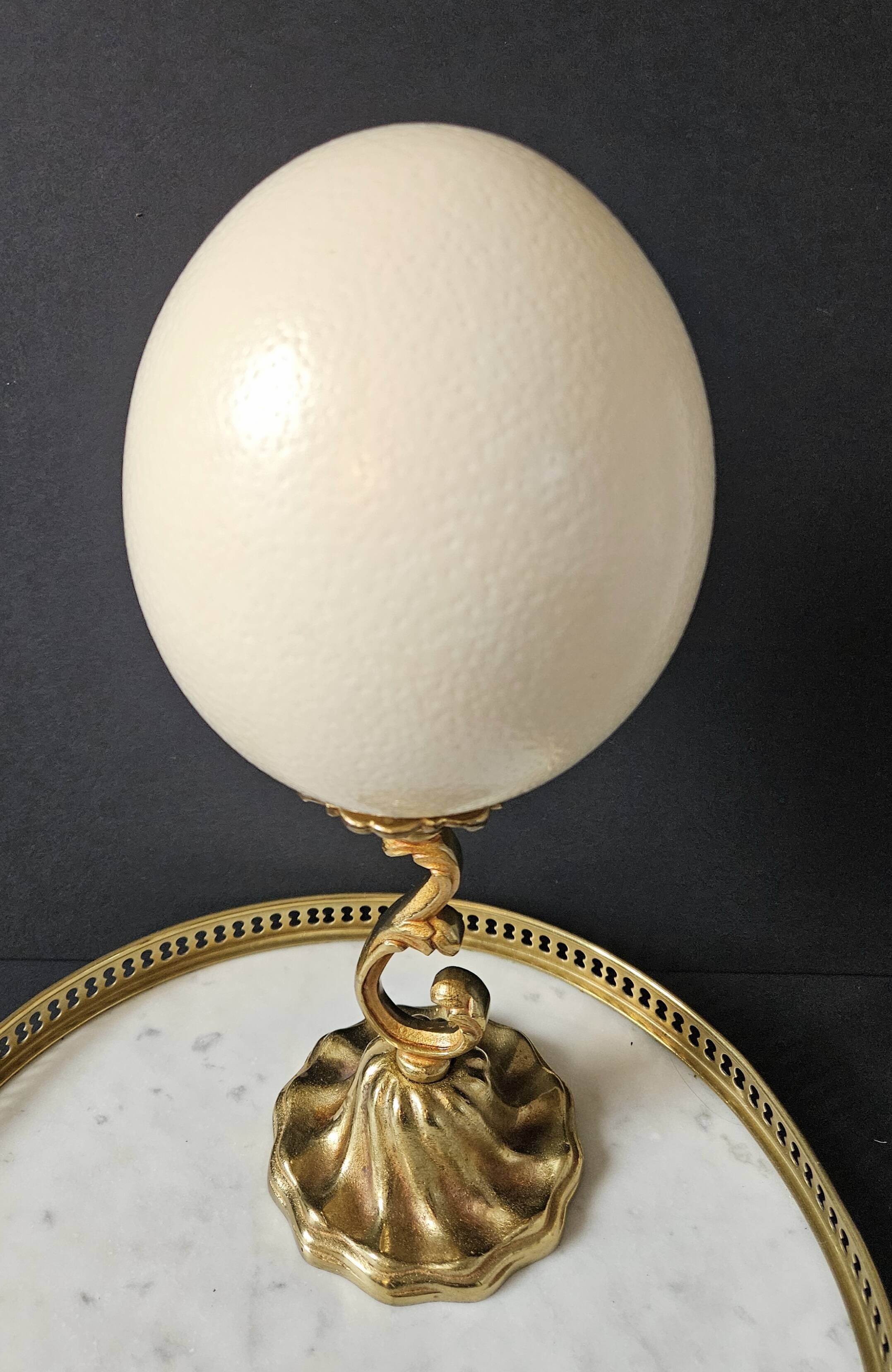 Ostrich Egg, Brass Base (20th Century) H: 29 cm