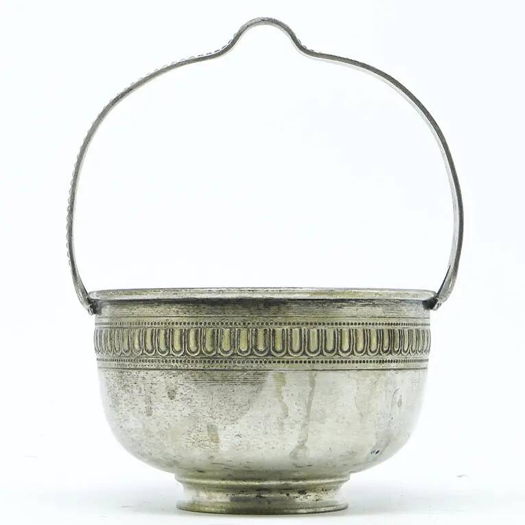 Eclectic sugar bowl, silver-plated brass, Sweden, early 20th century
