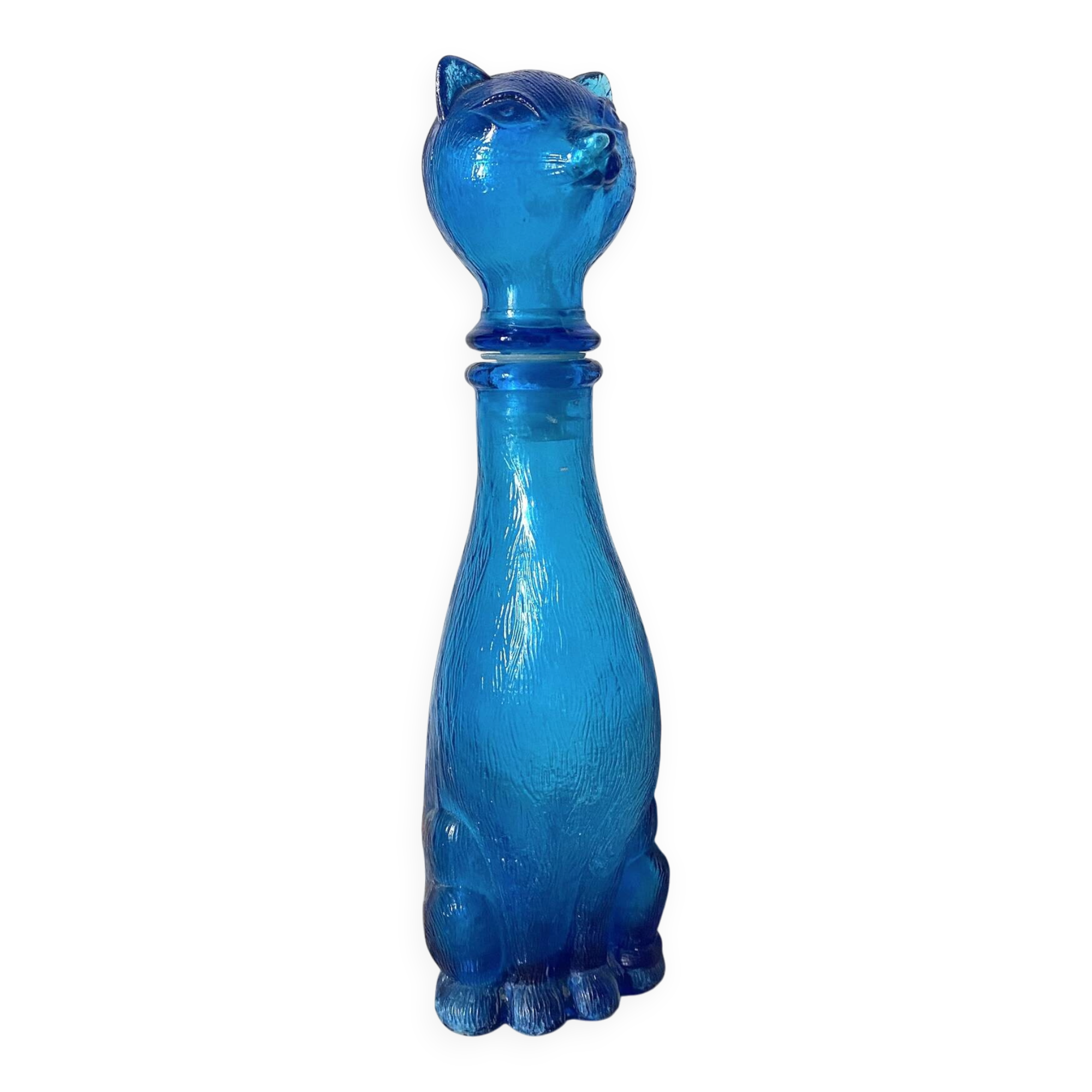 Carafe empoli chat bleu années 60-70