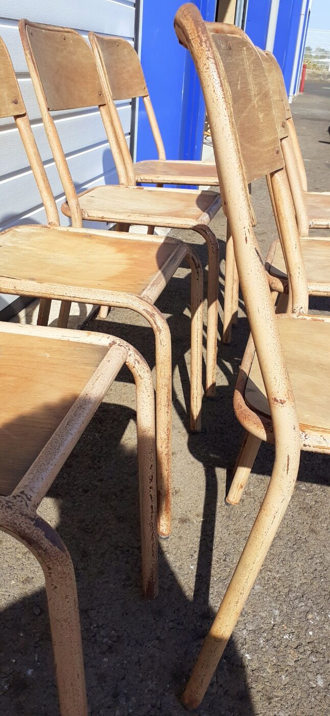 Metal and vintage wood chairs
