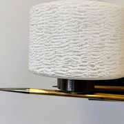 Pair of vintage 1960s wall lamps, Paris chic brass and textured glass sconces