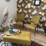 Duo of bridge armchairs, restored,