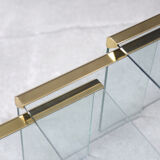 Set of 3 glass and brass waterfall side table by Leon Rosen for Pace Collection, 1970s