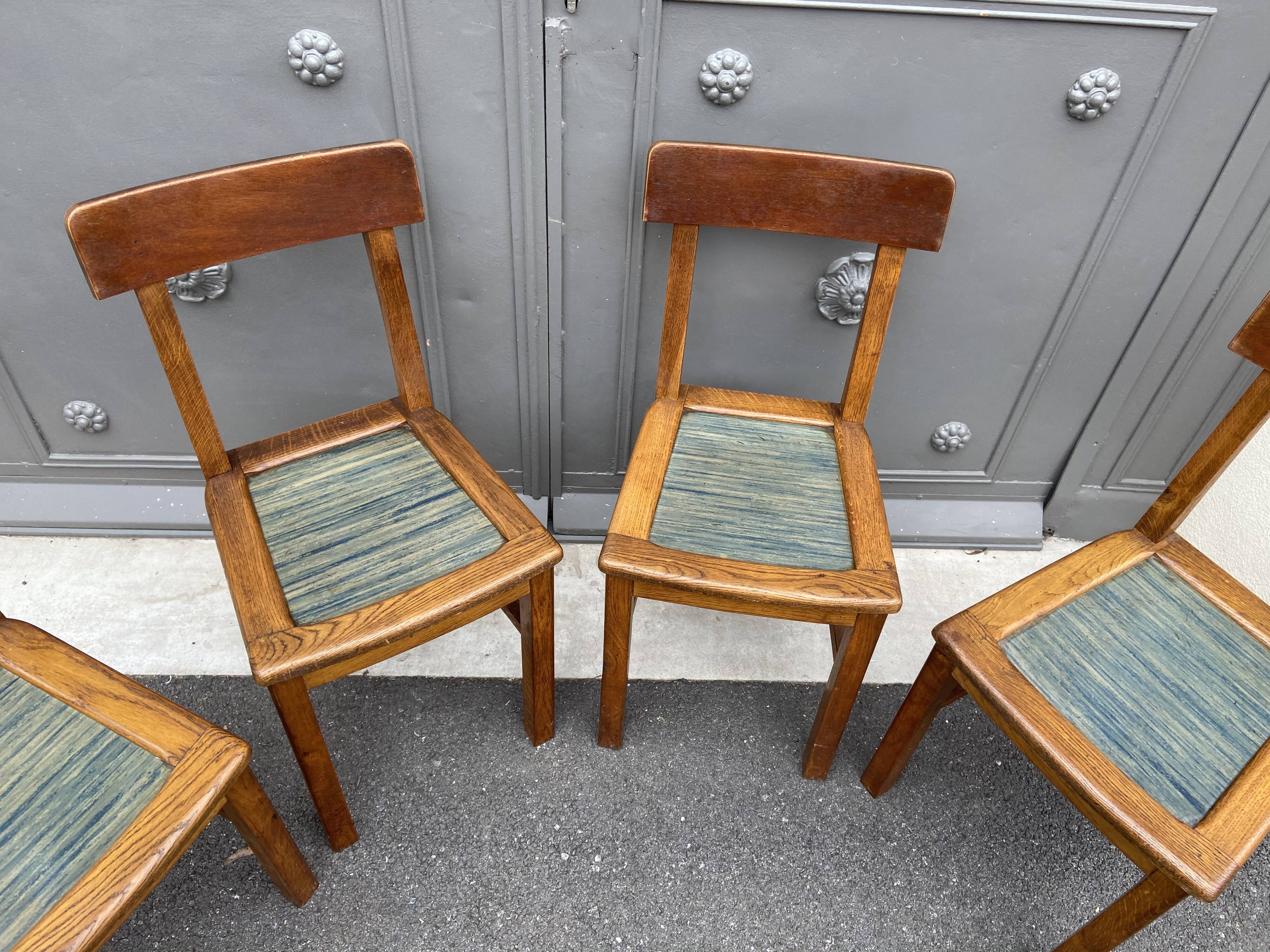 4 chairs wood 1950
