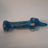 Dachshund dog statue, vintage, by Aldo Londi for Bitossi, Rimini blue series.