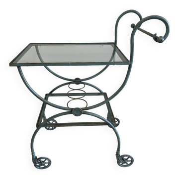 Desserte en fer forgé patiné vert de gris 
