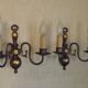 Pair French Vintage Age Bronze Effect Metal Flemsh Style Double Wall Lights 5092