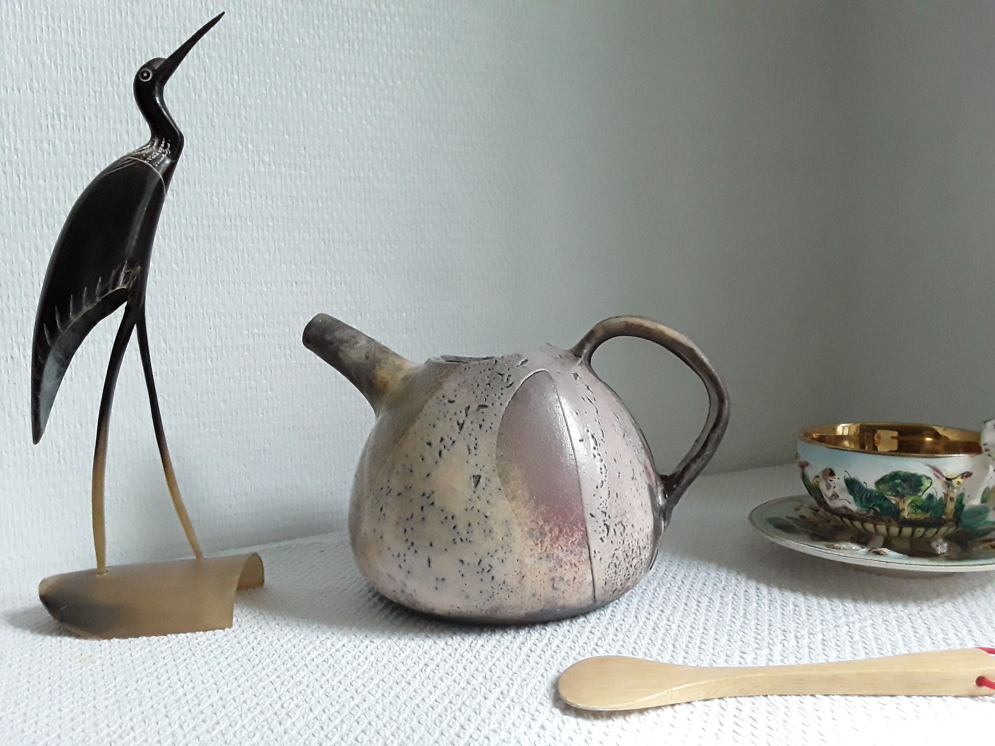 Pitcher or teapot in raku