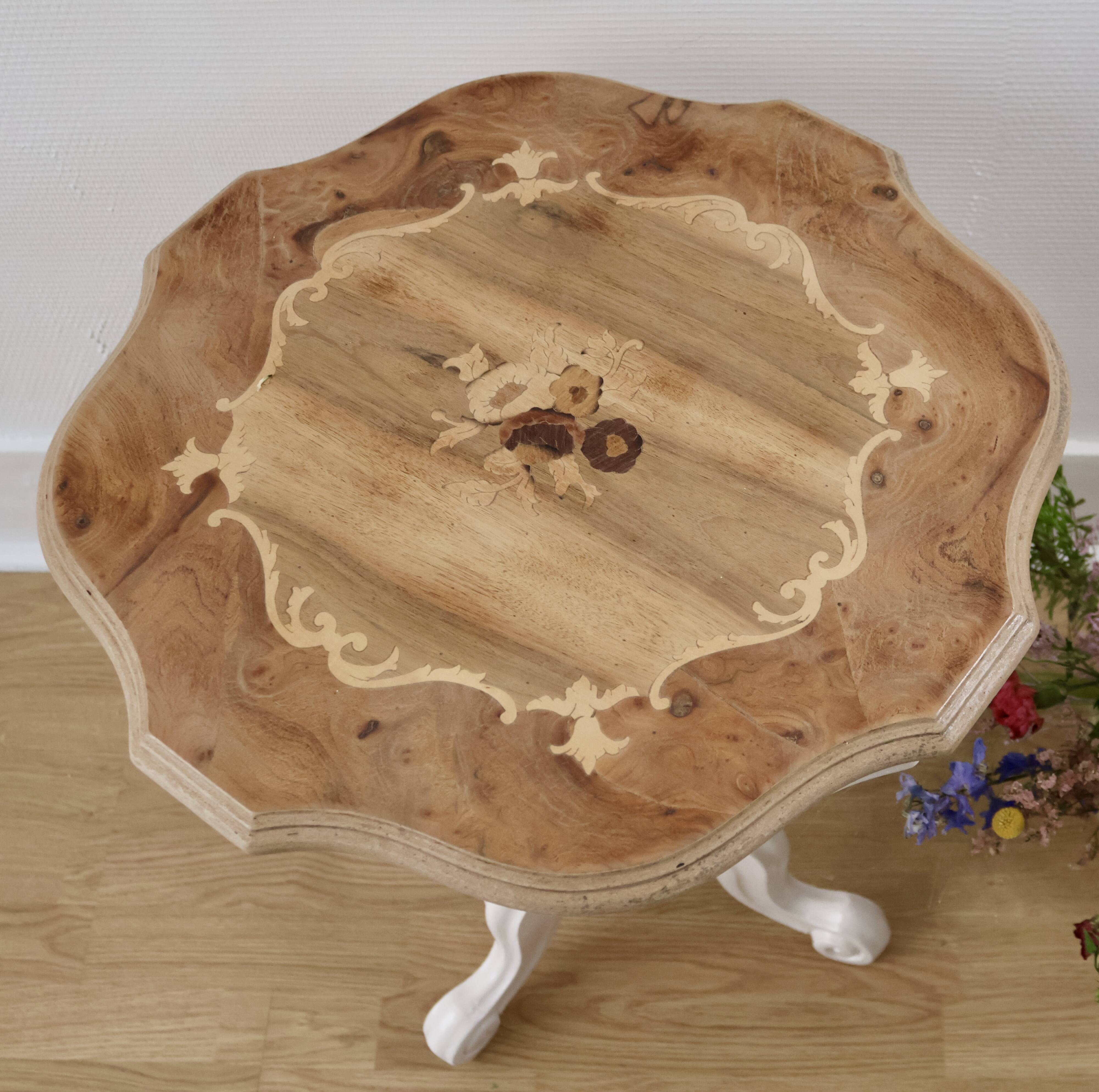 White/wood side table