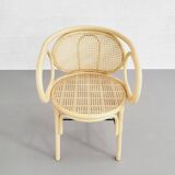 Rattan and cane armchairs, set of 2