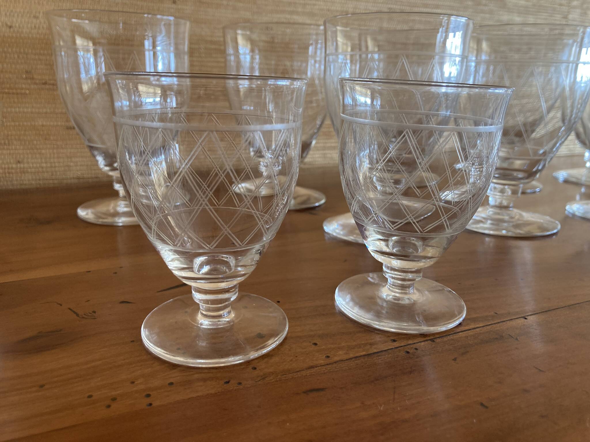 Art deco part of service of glasses and carafes 37 pieces circa 1940