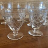 Art deco part of service of glasses and carafes 37 pieces circa 1940