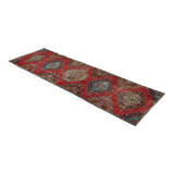 One-of-a-kind turkish handwoven vintage rug - rustic vintage charm 315x 96